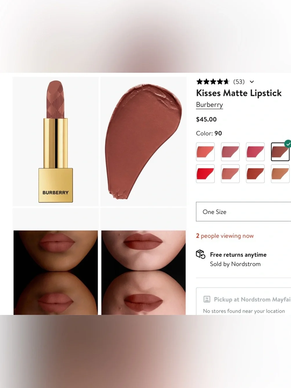NIB Burberry Kisses Matte Lipstick — Matte Cinnamon(90)